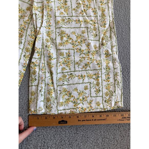 Joie Pants Small Linen Wide Leg Crop Floral High Rise Pull On Boho Beach Yellow - Picture 12 of 15